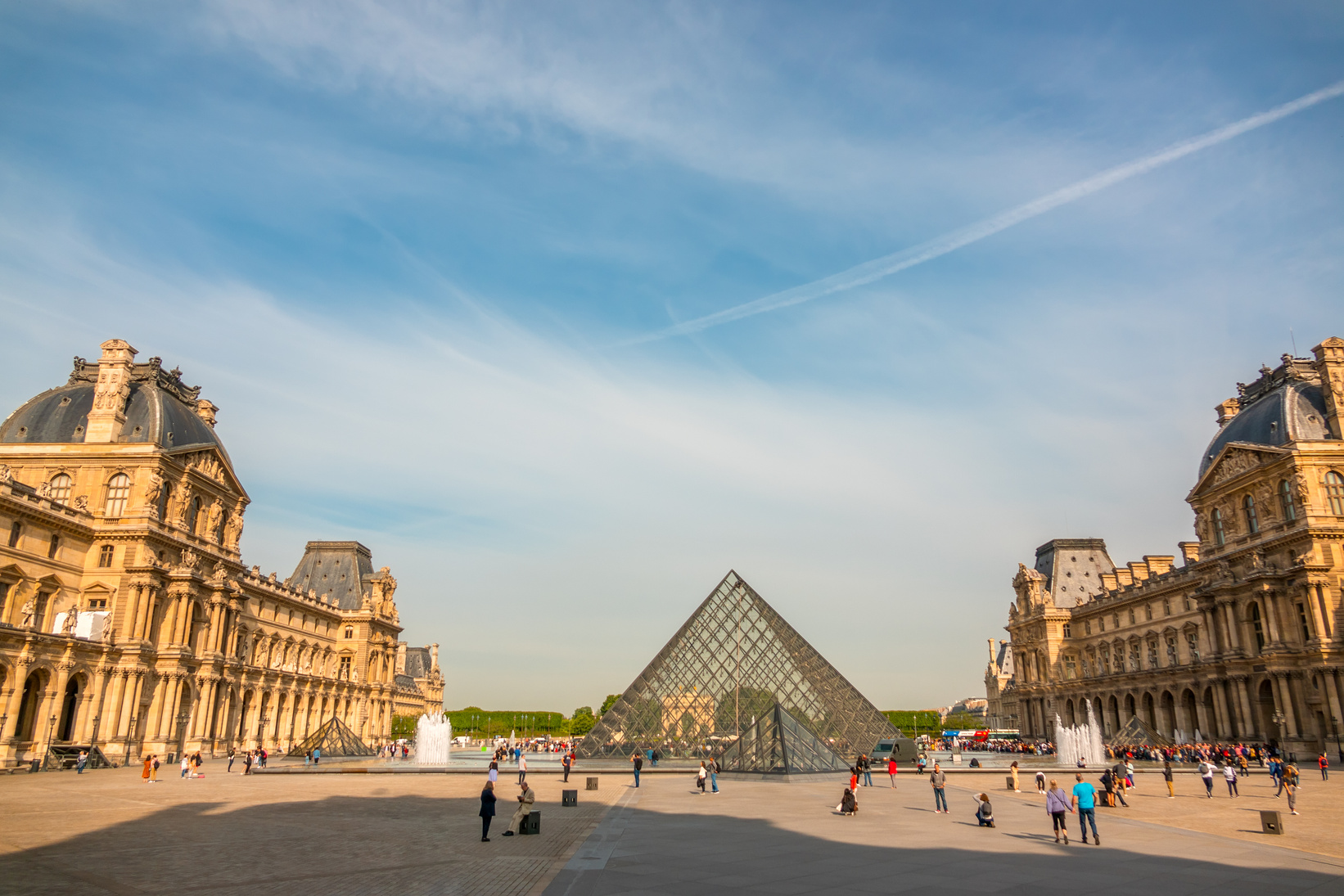 Courtyard of the Louvre Museum on a Sunny Summer Day